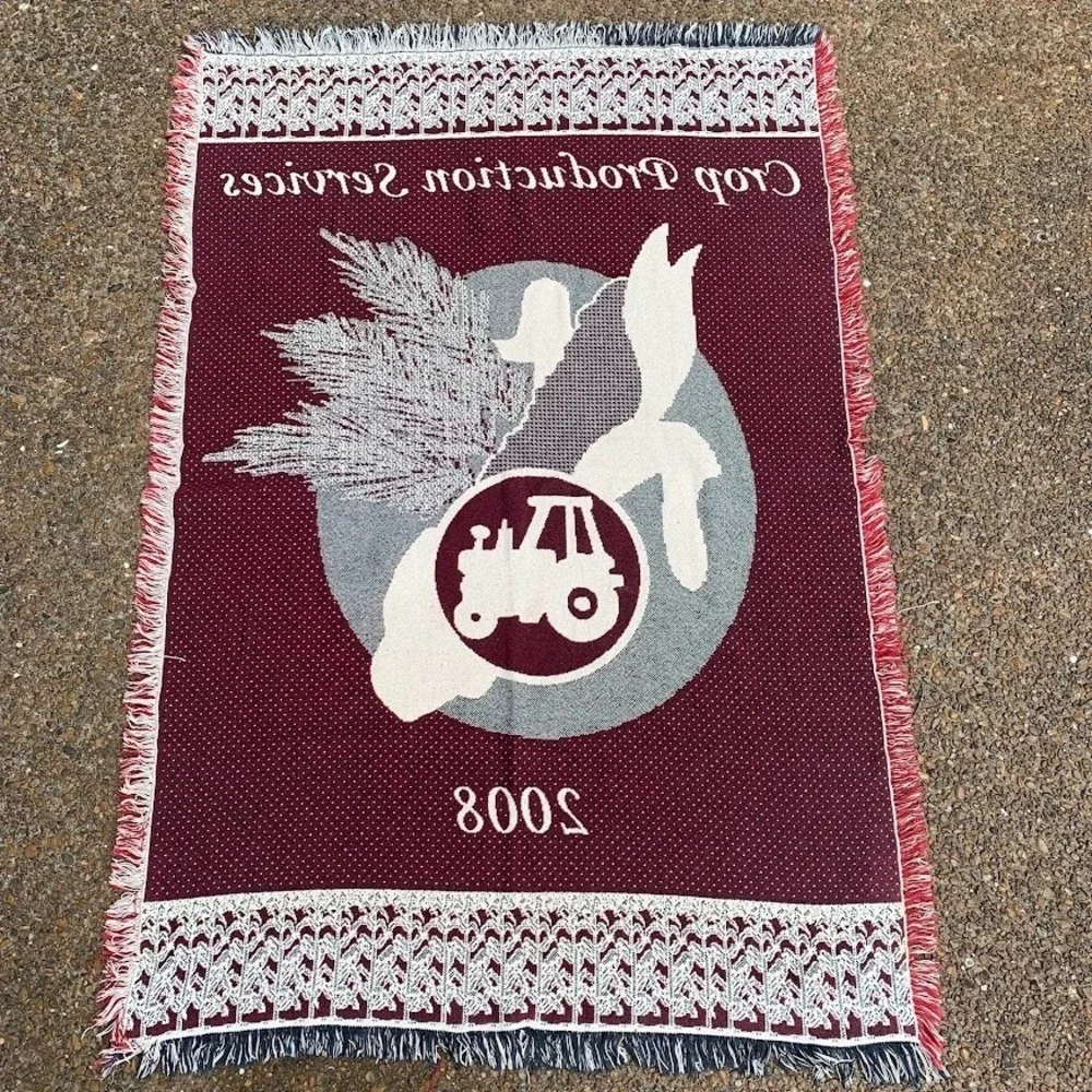 Crop‎ Production Services 2008 Woven Throw Blanket Tapestry Farming Corn Tractor